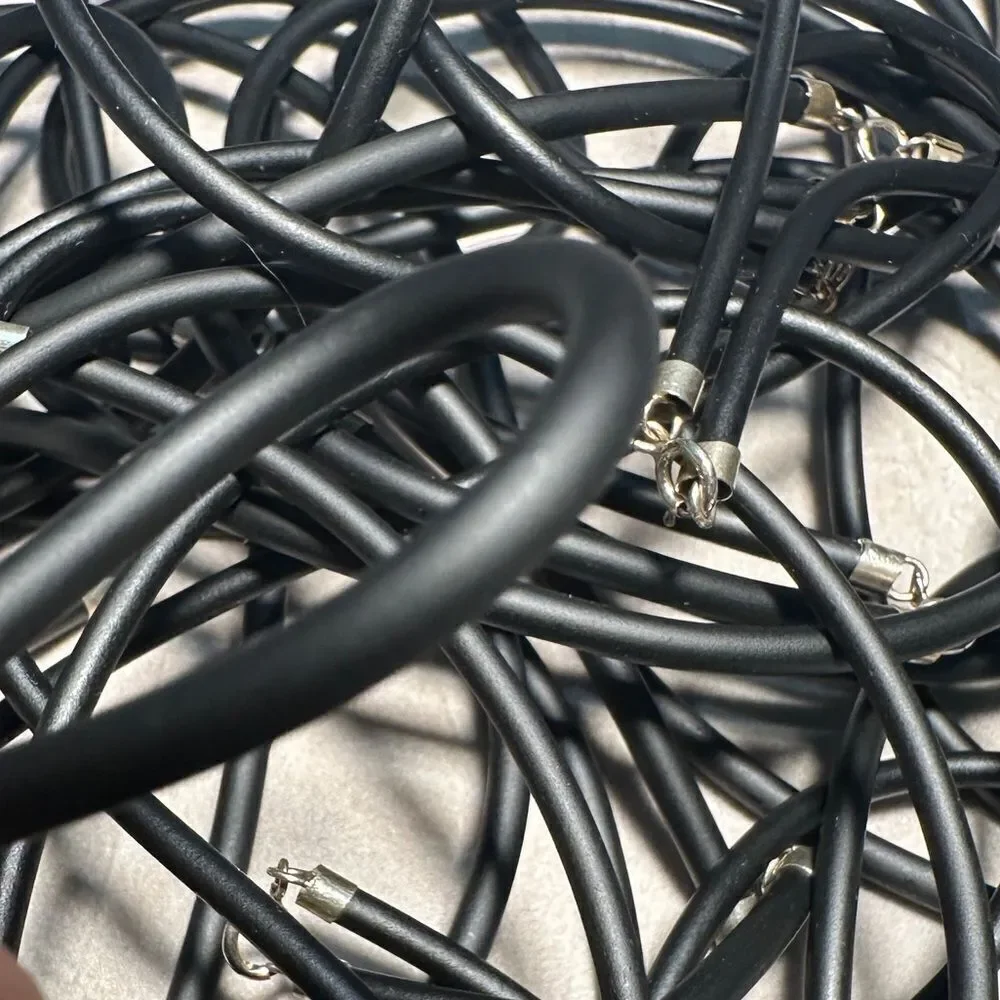 22” Black Cord Necklace - Unisex | 925 Silver Clasp | Minimalist | Great…
